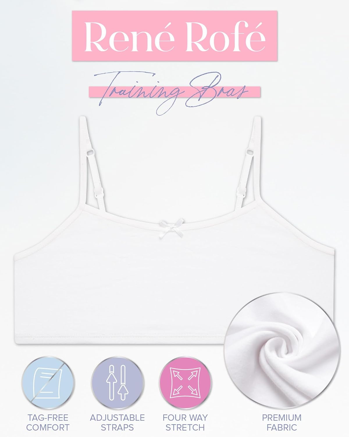 Girls' Joelle Training Bra – 10 Pack Stretch Cotton Cami Bralette (7-14)