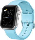 Adepoy Compatible with Apple Watch Bands 45Mm 44Mm 42Mm, Soft Silicone Sport Wristbands Replacement Strap with Classic Clasp for Iwatch Series SE 7 6 5 4 3 2 1 for Women Men, Light Blue 42/44/45Mm